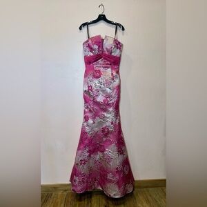 Theia Vibrant Pink Strapless Evening Gown Size 4